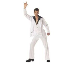 California Costume 70's Disco Suit Adult Men Music Outfit Dancer White(LARGE)